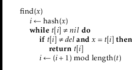 \begin{leftbar}
\begin{flushleft}
\hspace*{1em} \ensuremath{\mathrm{find}(\ensur...
...\bmod \mathrm{length}(\ensuremath{\mathit{t}})}}\\
\end{flushleft}\end{leftbar}
